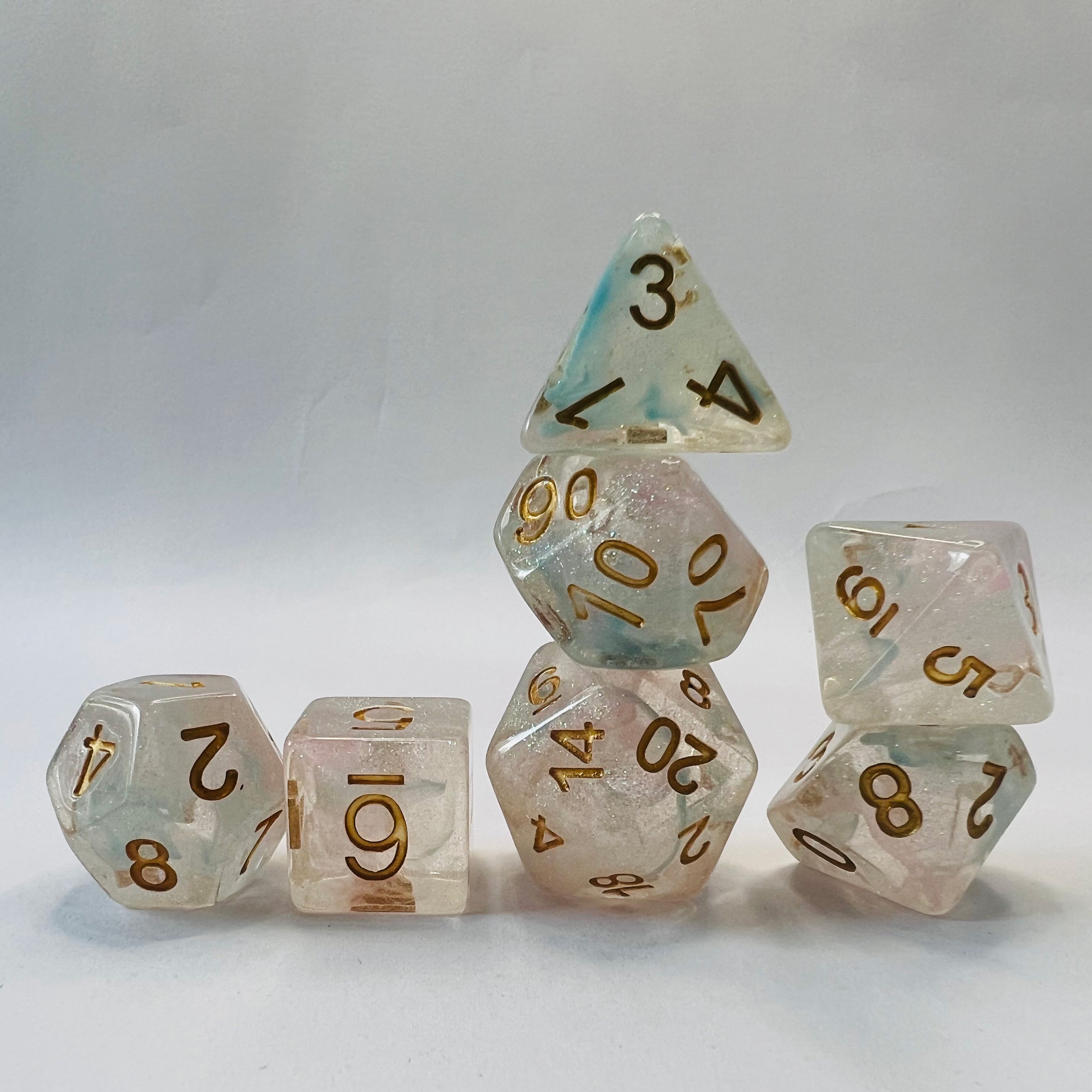 Custom 16Mm Dnd Dungeons And Dragons Polyhedral Crystal Round Edge Soft Edge Role Playing Board Game Resin 7pcs Set Dice