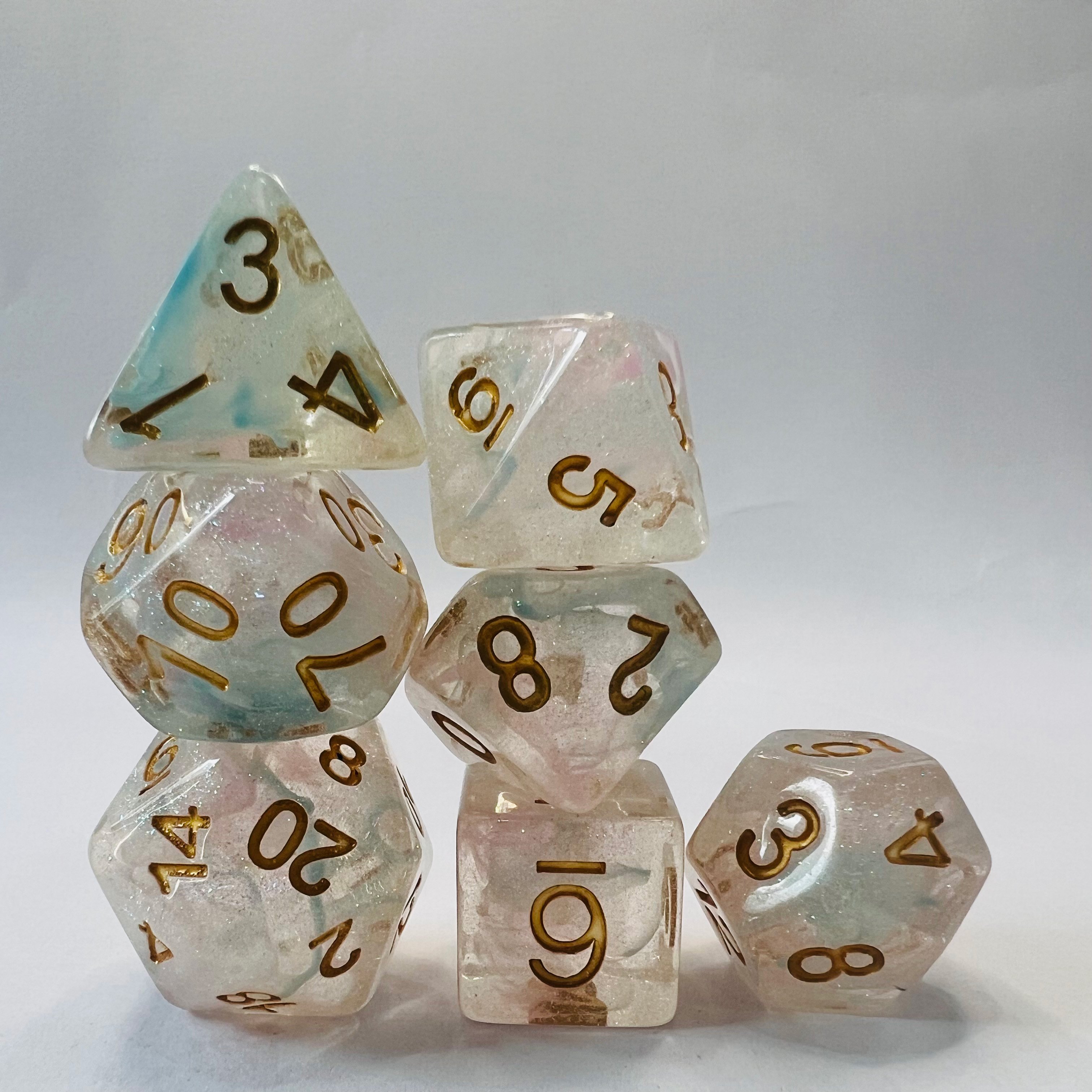 Custom 16Mm Dnd Dungeons And Dragons Polyhedral Crystal Round Edge Soft Edge Role Playing Board Game Resin 7pcs Set Dice