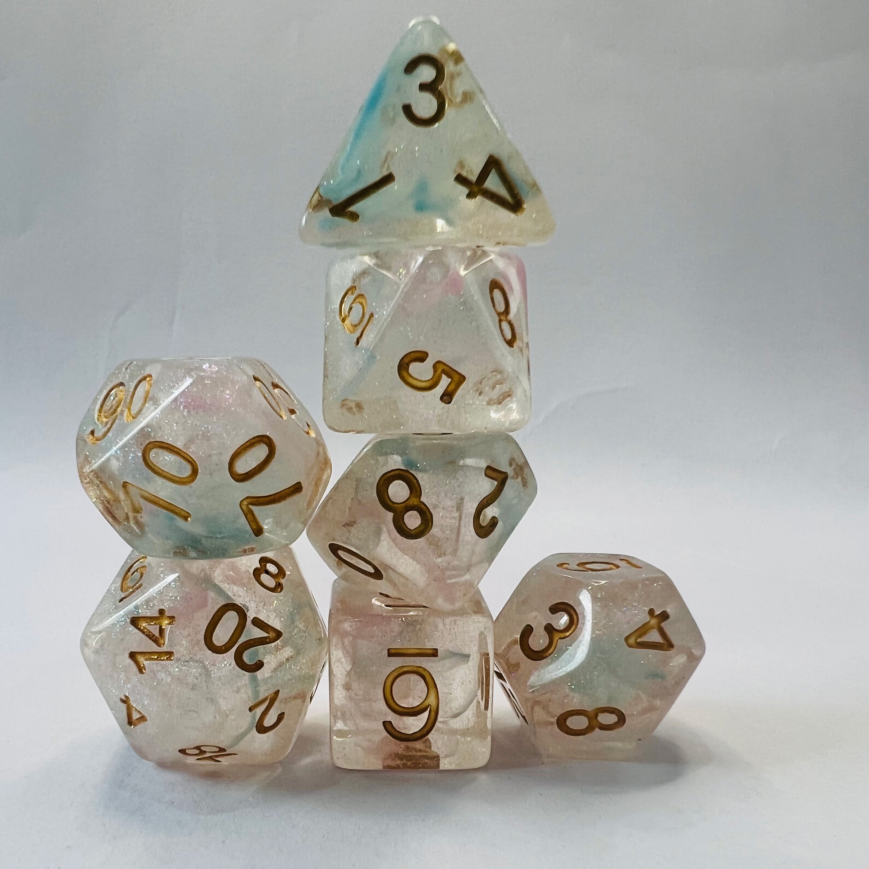 Custom 16Mm Dnd Dungeons And Dragons Polyhedral Crystal Round Edge Soft Edge Role Playing Board Game Resin 7pcs Set Dice