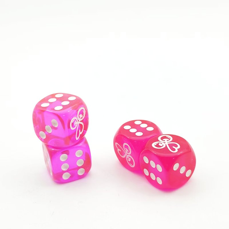 pink round edge transparent point dice resin 16mm casino adult dice set games polyhedral d6 tabletop games dice