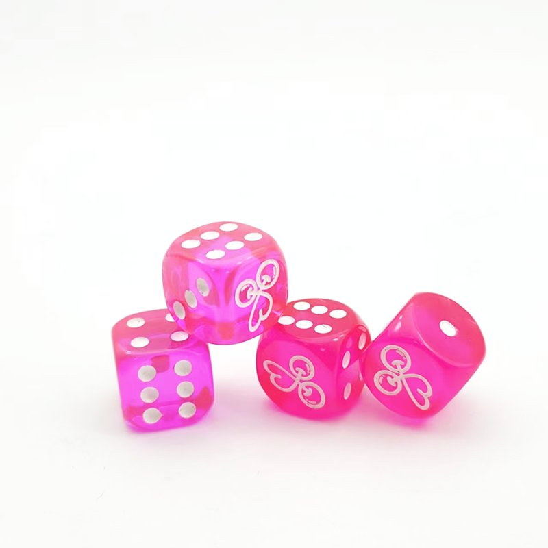 pink round edge transparent point dice resin 16mm casino adult dice set games polyhedral d6 tabletop games dice