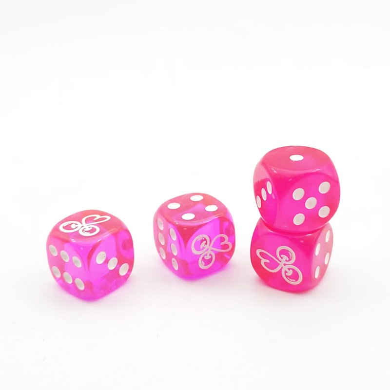 pink round edge transparent point dice resin 16mm casino adult dice set games polyhedral d6 tabletop games dice