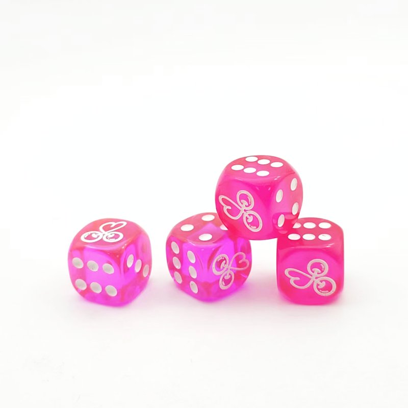 pink round edge transparent point dice resin 16mm casino adult dice set games polyhedral d6 tabletop games dice
