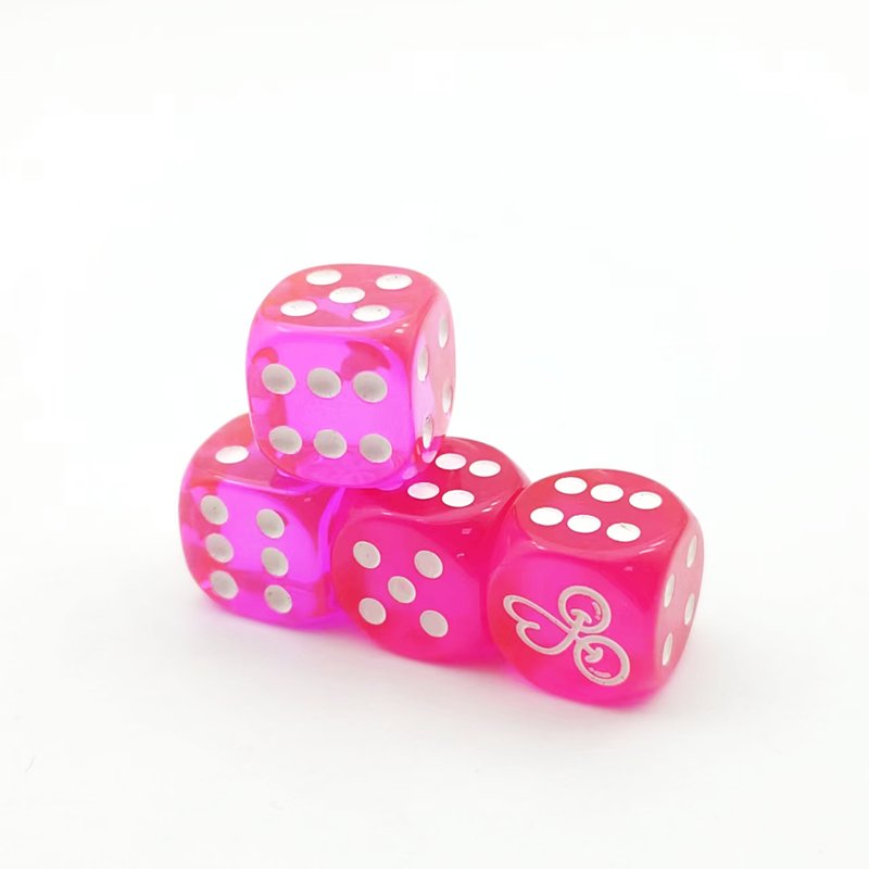 pink round edge transparent point dice resin 16mm casino adult dice set games polyhedral d6 tabletop games dice