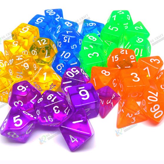 Custom Dice Set DND Game Plastic Dice Set Side D4 D6 D8 D10 D12 D20 7pieces Set