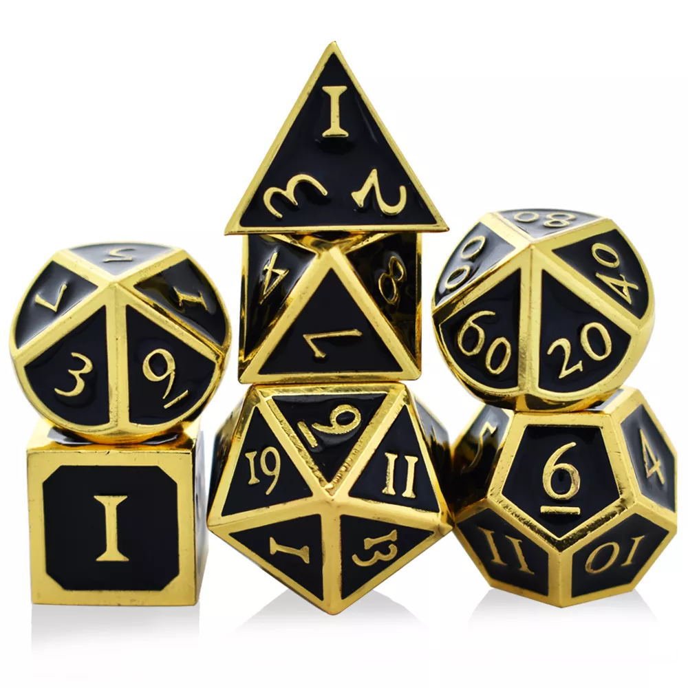 High Quality 7pcs Set D20 Ancient Metal Dice 16mm 20mm Resin Polyhedral Custom Logo Factory Wholesale D&D RPG Dungeons Dragons