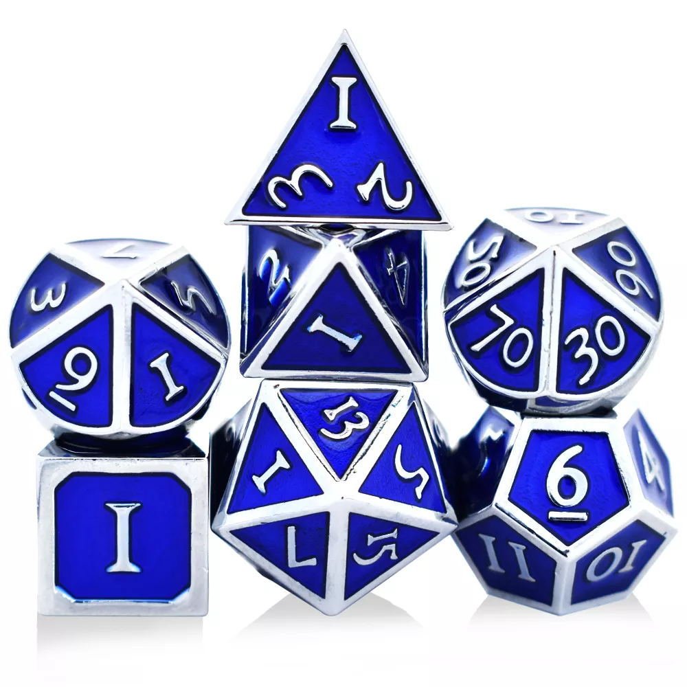 High Quality 7pcs Set D20 Ancient Metal Dice 16mm 20mm Resin Polyhedral Custom Logo Factory Wholesale D&D RPG Dungeons Dragons