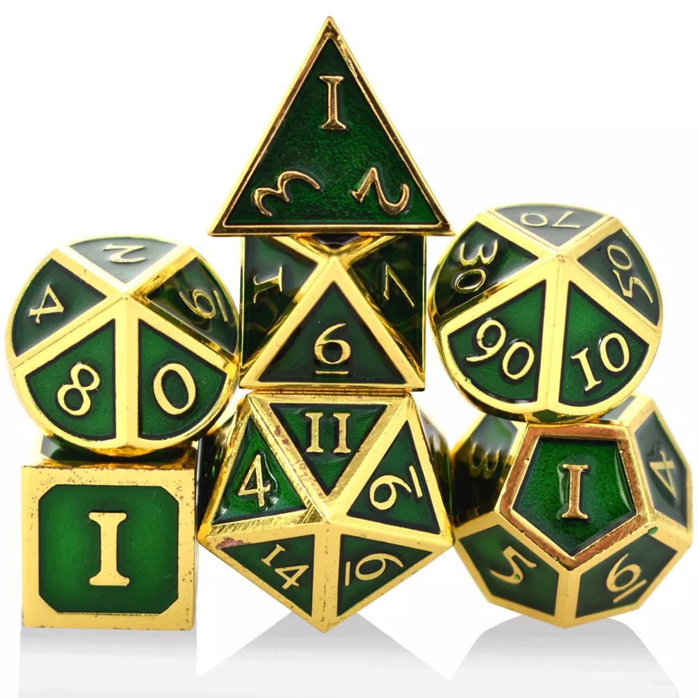 High Quality 7pcs Set D20 Ancient Metal Dice 16mm 20mm Resin Polyhedral Custom Logo Factory Wholesale D&D RPG Dungeons Dragons