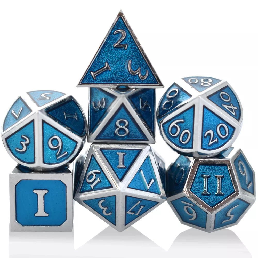 High Quality 7pcs Set D20 Ancient Metal Dice 16mm 20mm Resin Polyhedral Custom Logo Factory Wholesale D&D RPG Dungeons Dragons