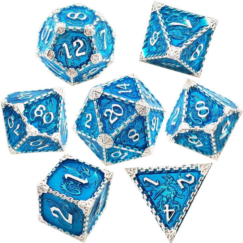 Mini Planet Wholesale RPG Board Games Handmade polyhedral Copper Metal dice set 7pcs Dice Set Custom Logo for DND MTG Players