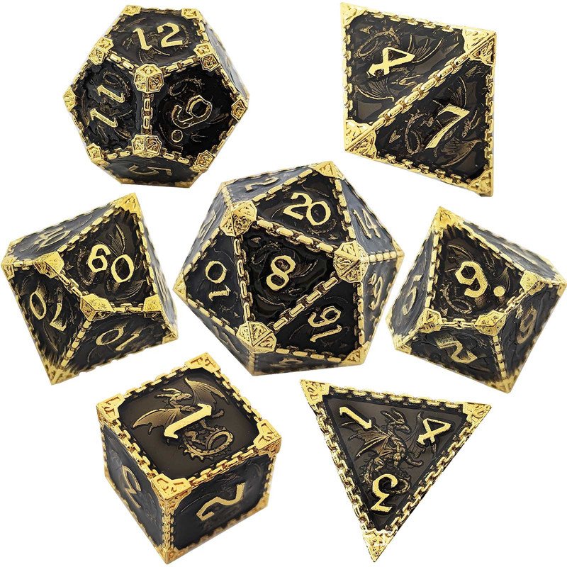 Mini Planet Wholesale RPG Board Games Handmade polyhedral Copper Metal dice set 7pcs Dice Set Custom Logo for DND MTG Players