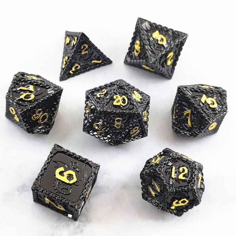 Mini Planet Wholesale RPG Board Games Handmade polyhedral Copper Metal dice set 7pcs Dice Set Custom Logo for DND MTG Players