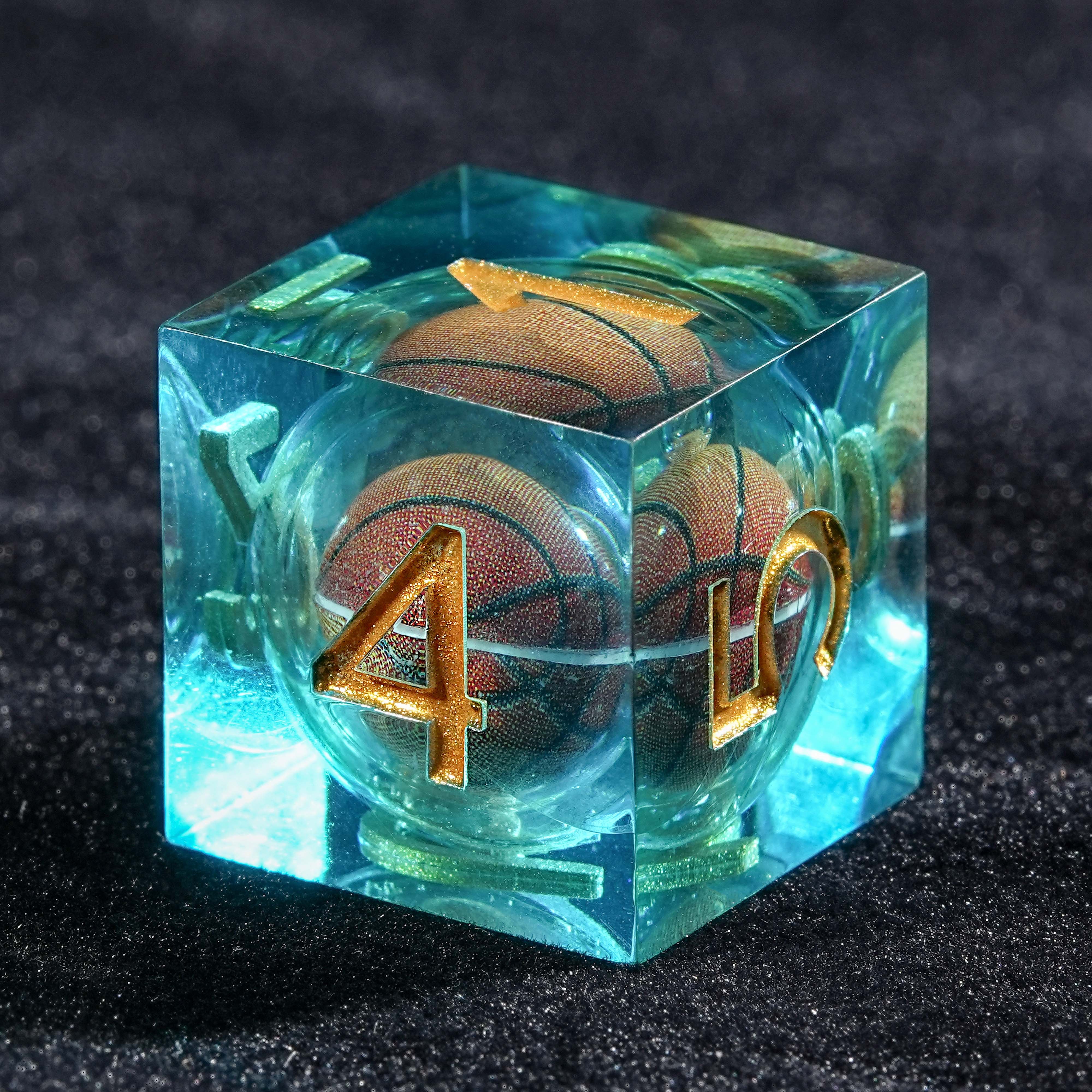 7Pcs Basketball Dice Blue Resin Polyhedral Dice For DND Role Games Playing Collection Set
