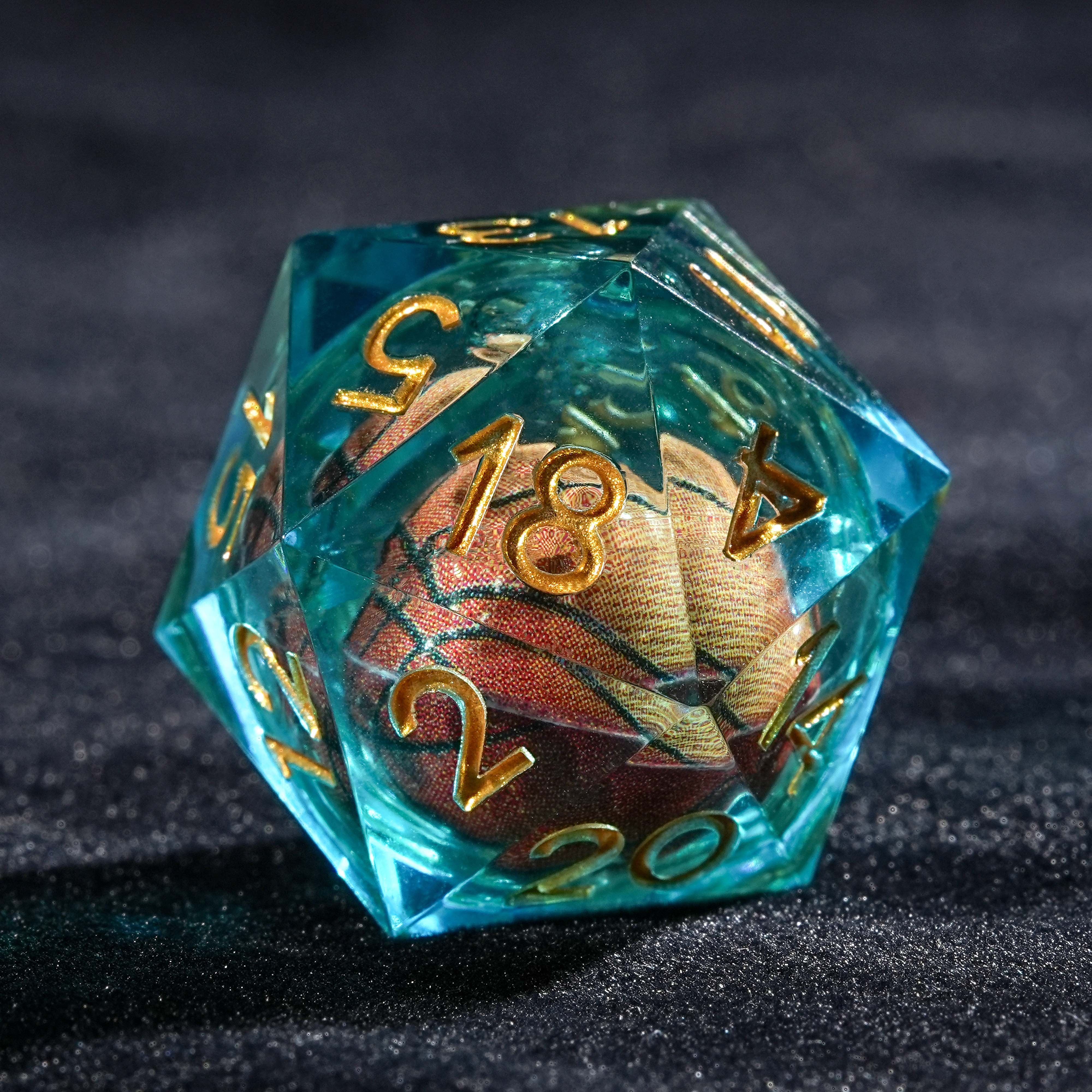 7Pcs Basketball Dice Blue Resin Polyhedral Dice For DND Role Games Playing Collection Set