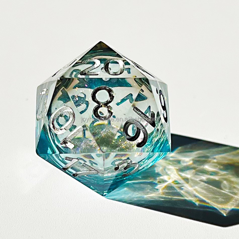Handmade Crystal Custom 20 12 10 8 6 Sided Printed 12mm 7 Pcs Set dnd sharp edge dice set