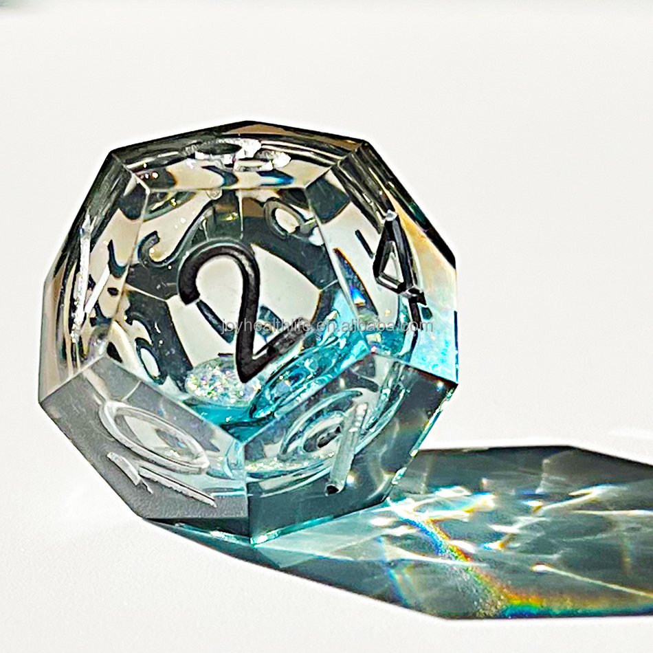 Handmade Crystal Custom 20 12 10 8 6 Sided Printed 12mm 7 Pcs Set dnd sharp edge dice set