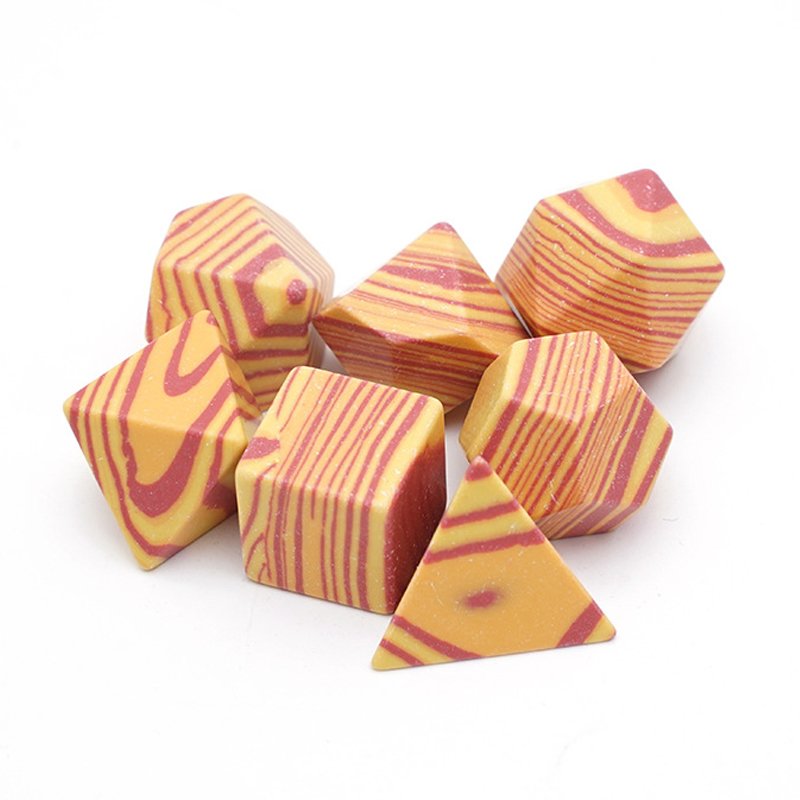 Custom Artificial Striped Yellow Turquoise Gemstone Dice for Dungeons and Dragons RPG Board Game Polyhedral DND Dice Set