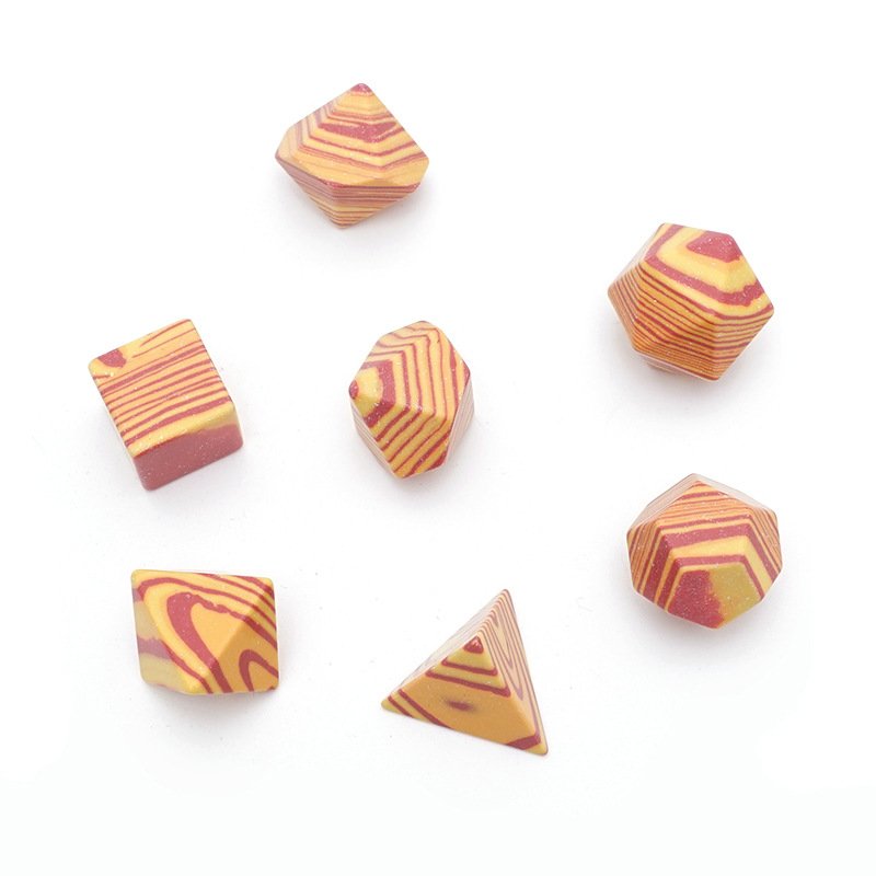 Custom Artificial Striped Yellow Turquoise Gemstone Dice for Dungeons and Dragons RPG Board Game Polyhedral DND Dice Set
