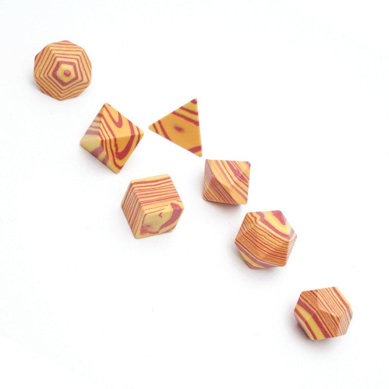 Custom Artificial Striped Yellow Turquoise Gemstone Dice for Dungeons and Dragons RPG Board Game Polyhedral DND Dice Set