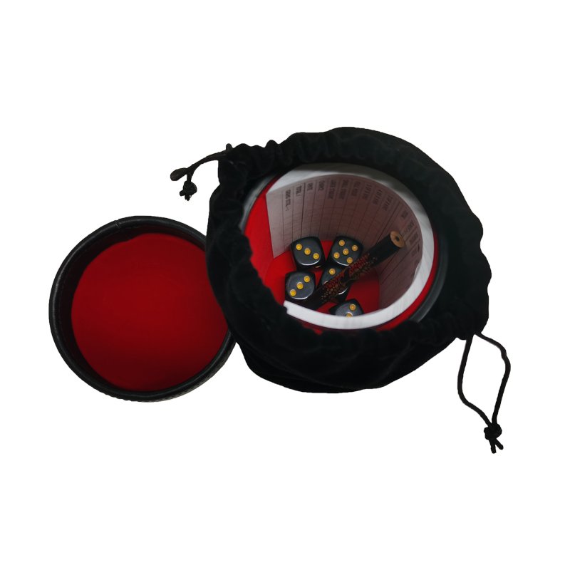 KTV Pub leather dice cup With Velvet Lining And Storage Velvet Bag Plastic Shaker Cup Dice Set