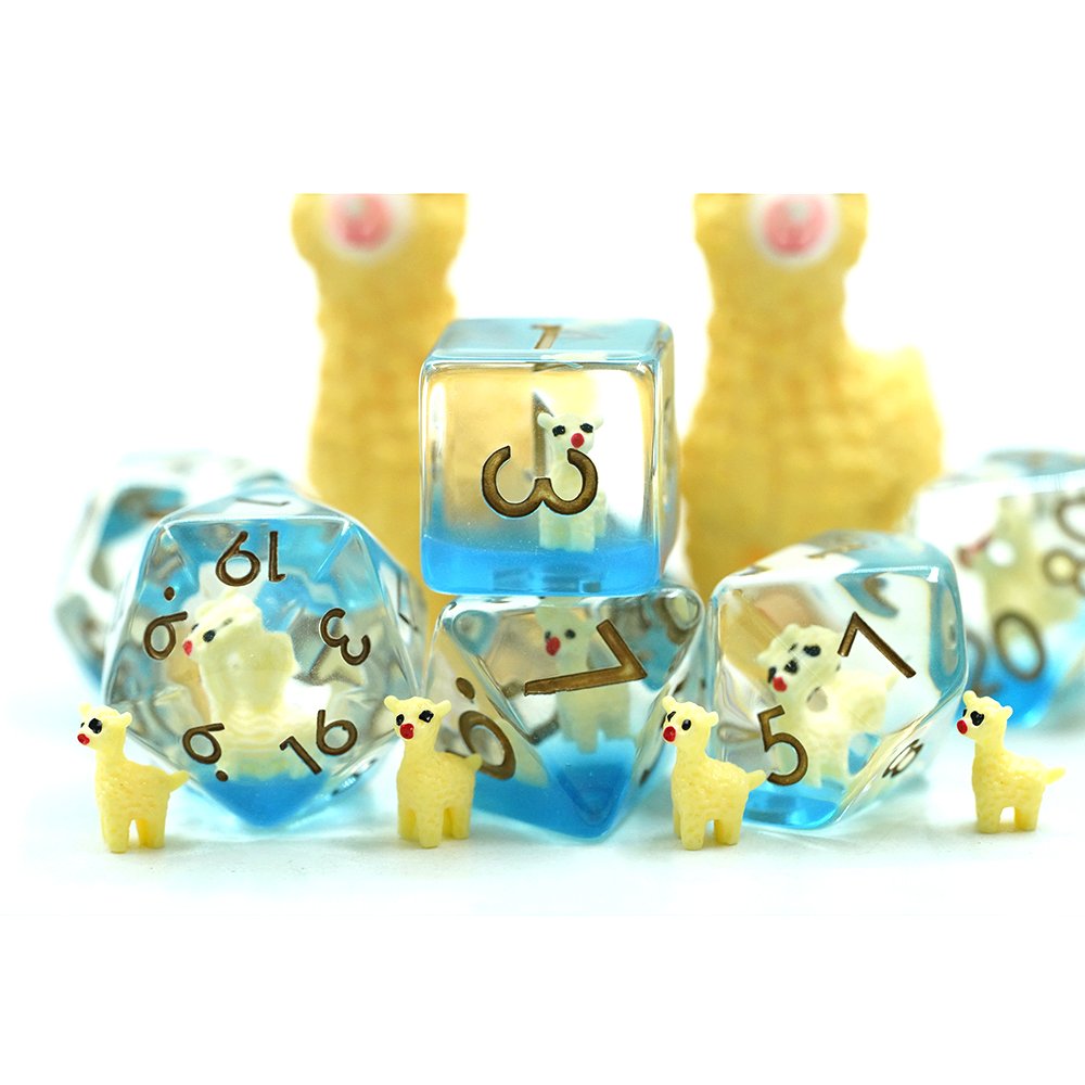 7Pcs Full Set Handmade Resin Dnd Layered Soft Edge Dice With Animal Alpaca Dice Set For Custom Table Gamedice