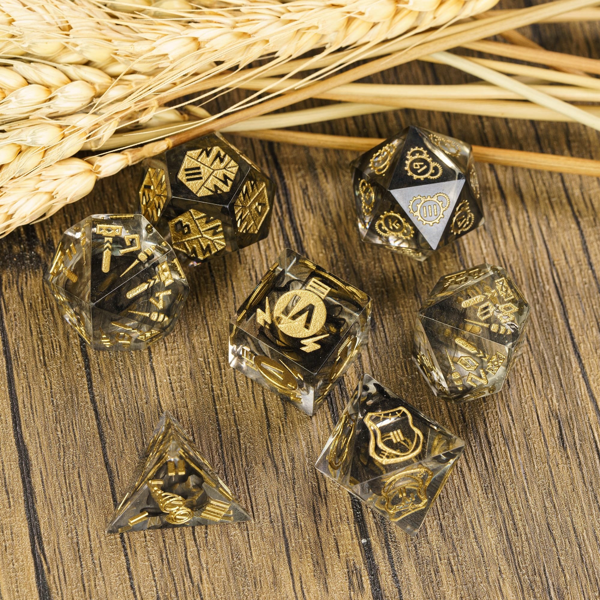 Udixi Polyhedral custom logo rpg dungeons and dragons Handmade Artificer pattern sharp edge Dice set