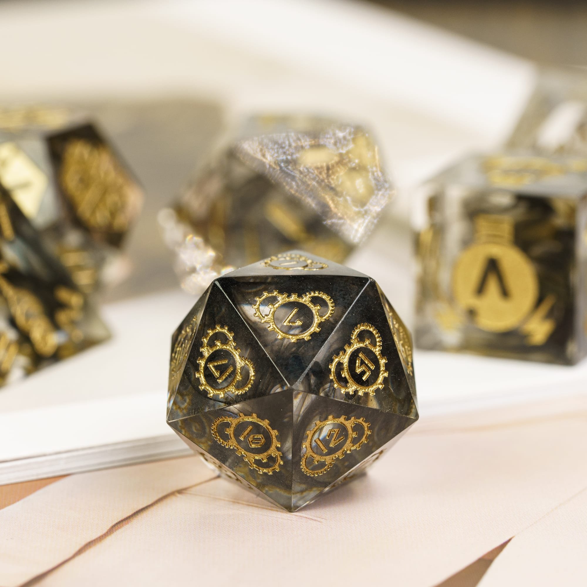 Udixi Polyhedral custom logo rpg dungeons and dragons Handmade Artificer pattern sharp edge Dice set