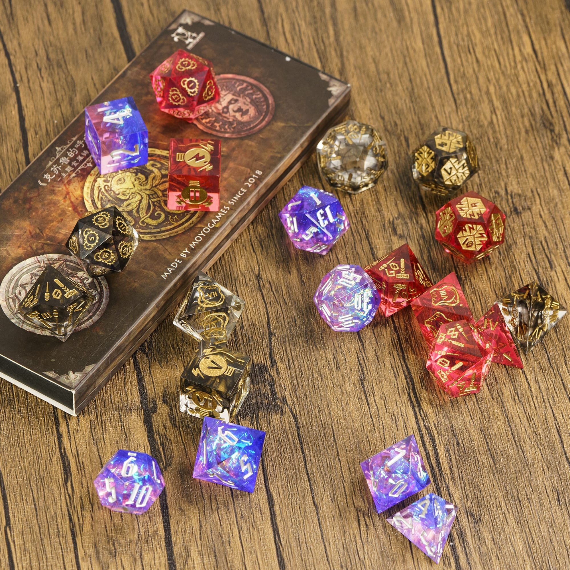 Udixi Polyhedral custom logo rpg dungeons and dragons Handmade Artificer pattern sharp edge Dice set