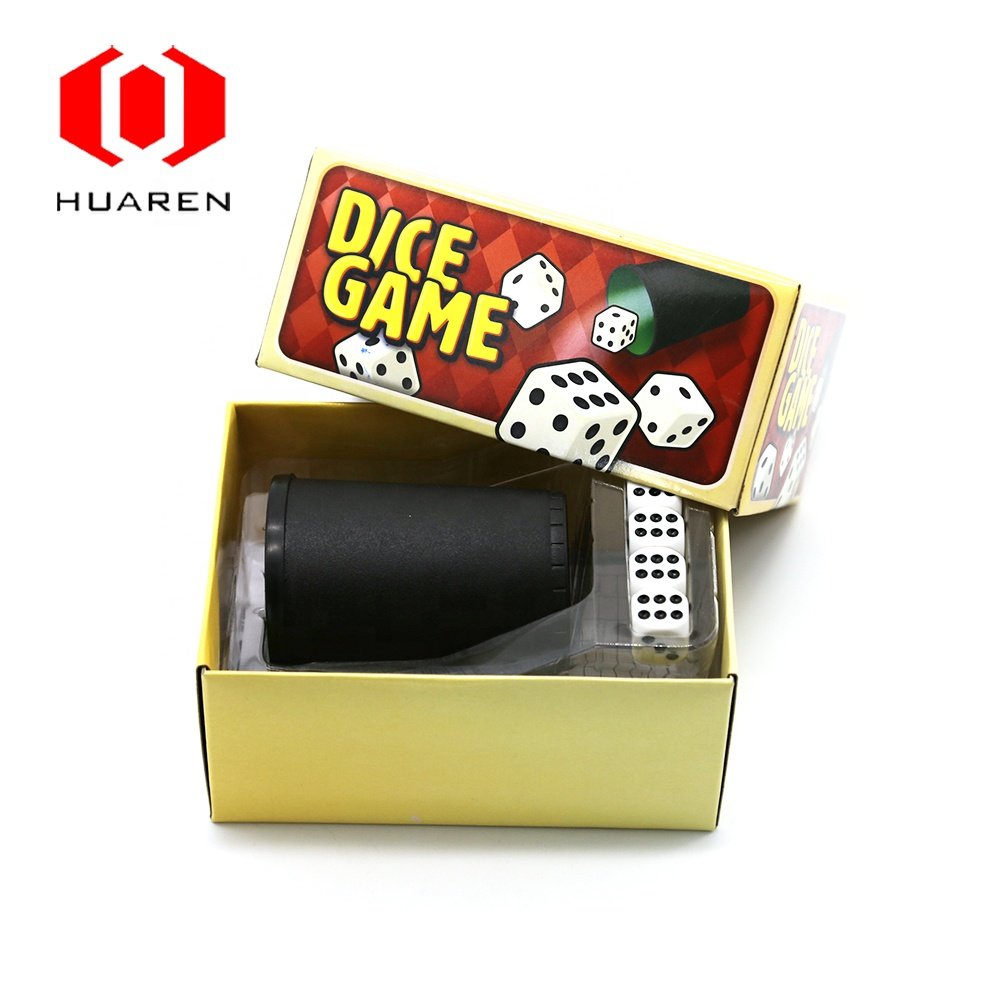 tabletop entertainment black and green leather plastic dice cup set with 5 dice and scoring note book