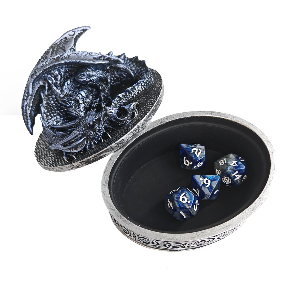 Jewelry Storage Box Dungeons and Dragons D&D RPG Dice Box with Dragon Lid Retro Dice Case Resin Custom DND Dice Box