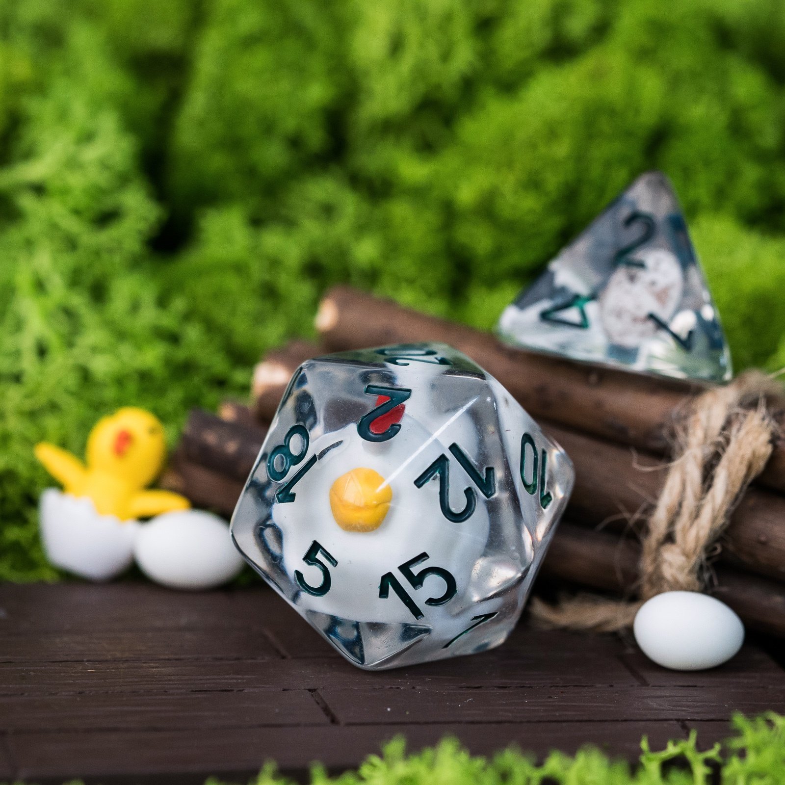 Udixi Plastic Polyhedral custom logo rpg dungeons and dragons d&d resin Chicken Family dice game set