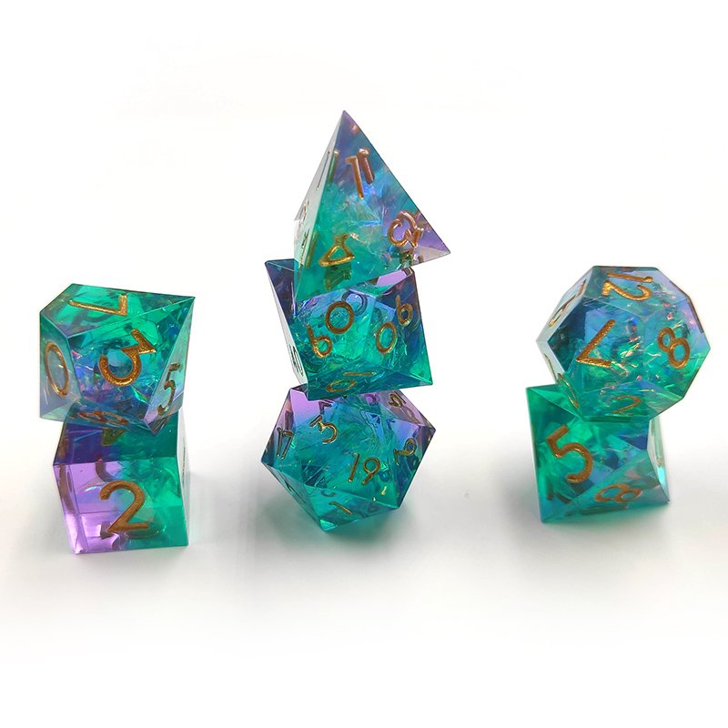 color resin polyhedron sharp edges dice D4 D8 D10 D12 D20 D % DND custom board game resin dice