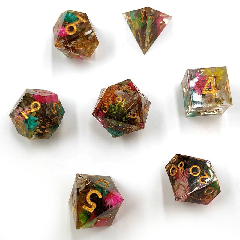 color resin polyhedron sharp edges dice D4 D8 D10 D12 D20 D % DND custom board game resin dice
