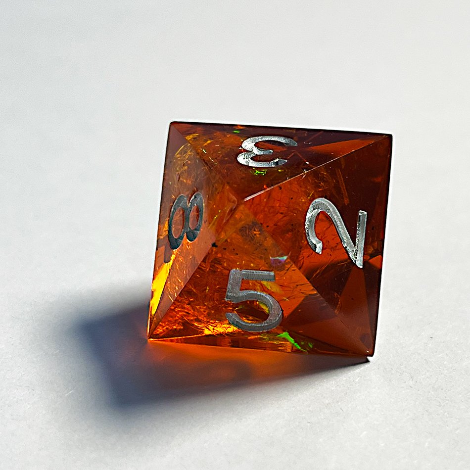 Full set Handmade Orange-red resin sharp edge dice custom for DND dice Role Playing Games