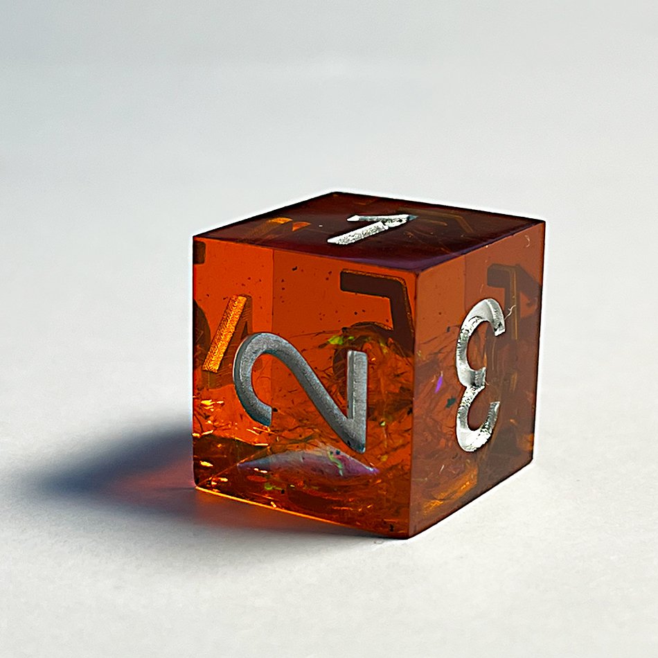 Full set Handmade Orange-red resin sharp edge dice custom for DND dice Role Playing Games