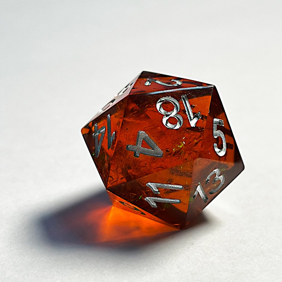 Full set Handmade Orange-red resin sharp edge dice custom for DND dice Role Playing Games