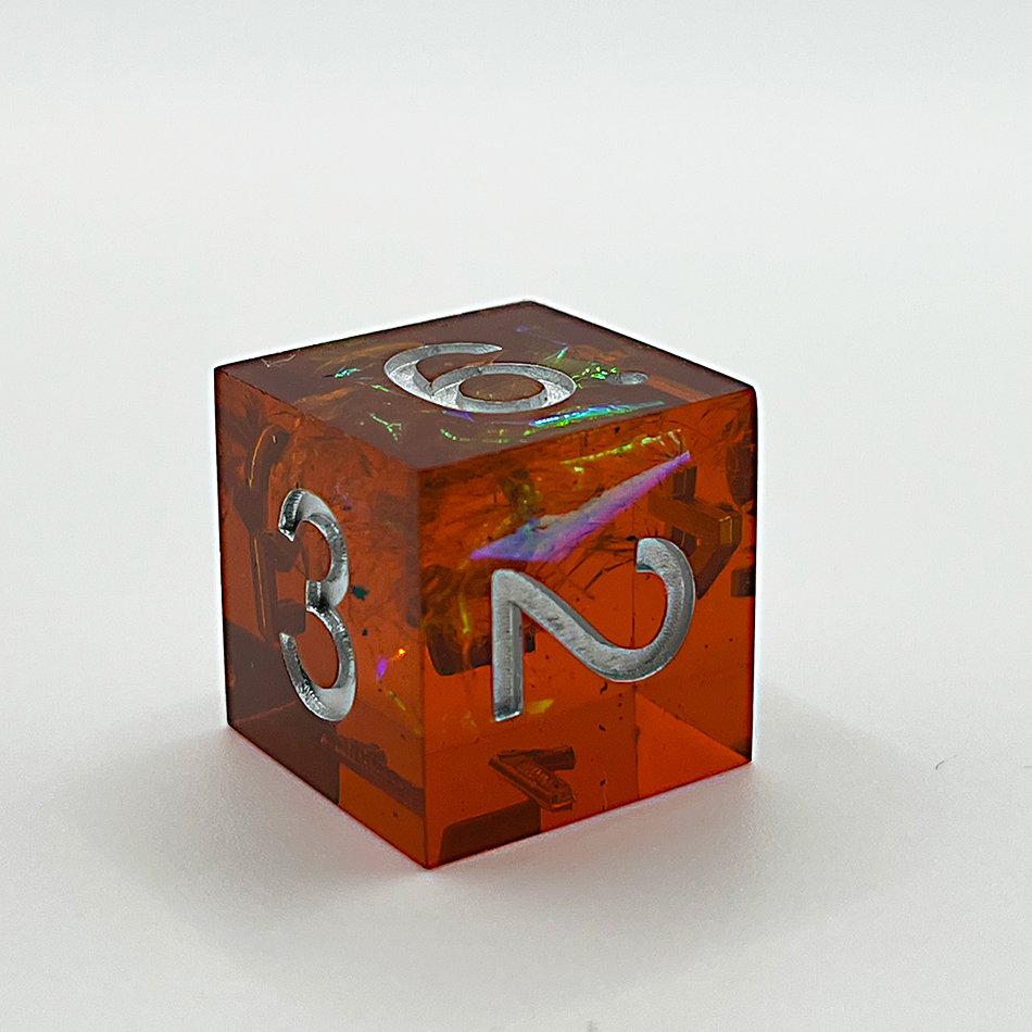 Full set Handmade Orange-red resin sharp edge dice custom for DND dice Role Playing Games