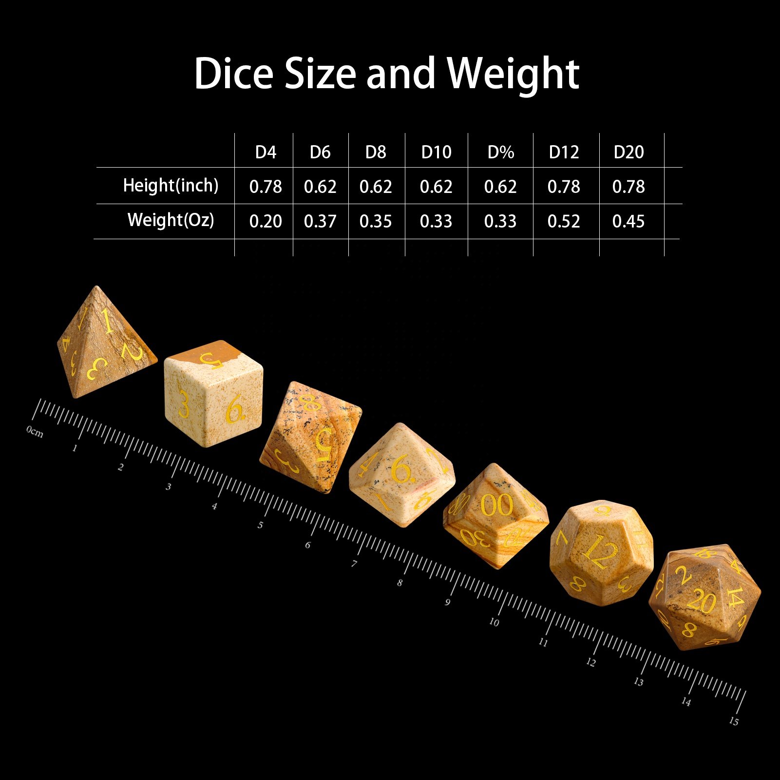 Custom RPG Dice Gift Natural Stone DND Dice Set Sharps Edge Dice For Board Games Role Playing Table Game Dungeons and Dragons