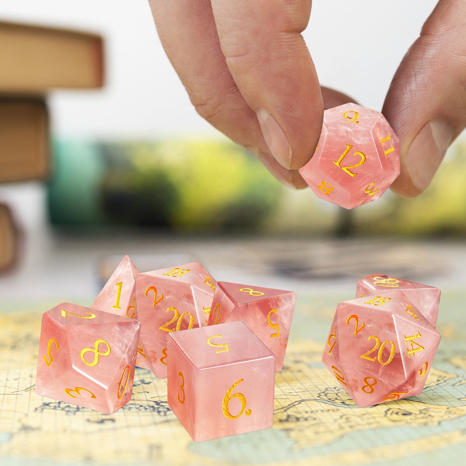 RPG Handmade Dice Sets Pink Crystal Dice Polyhedron DND Dice For Role-playing Game Dungeons And Dragons