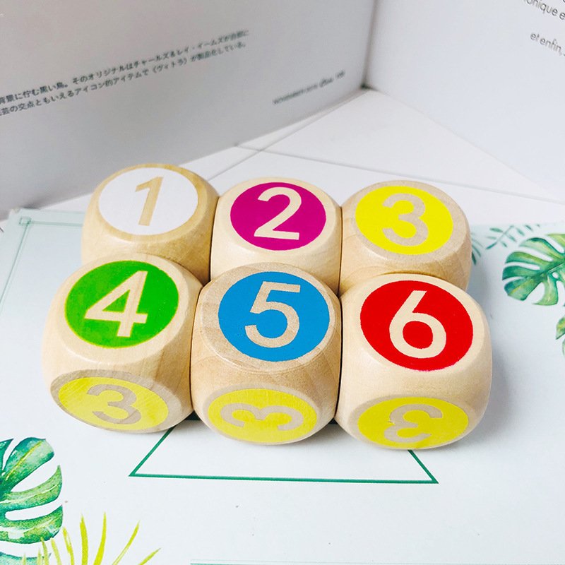 Custom Large Wooden Dice Colorful Multi-Color Point Number Game Toys Diverse Multi-Color Options