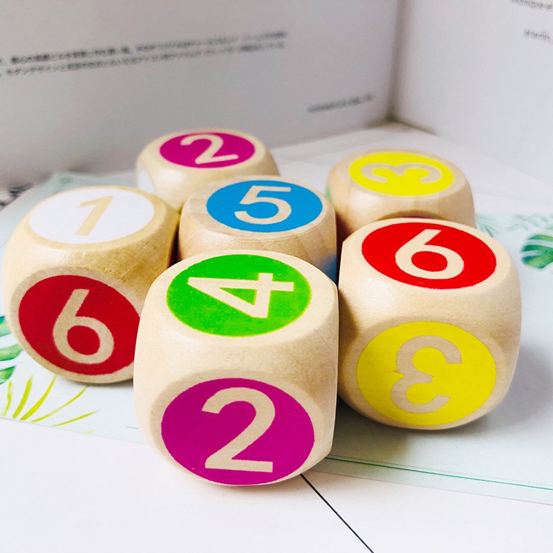 Custom Large Wooden Dice Colorful Multi-Color Point Number Game Toys Diverse Multi-Color Options
