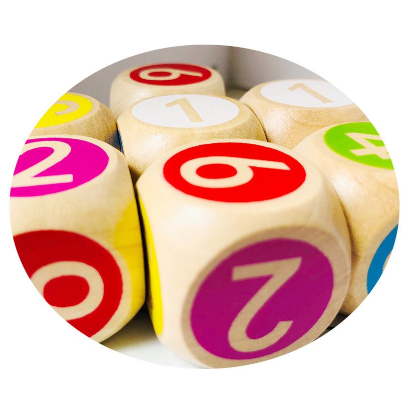 Custom Large Wooden Dice Colorful Multi-Color Point Number Game Toys Diverse Multi-Color Options