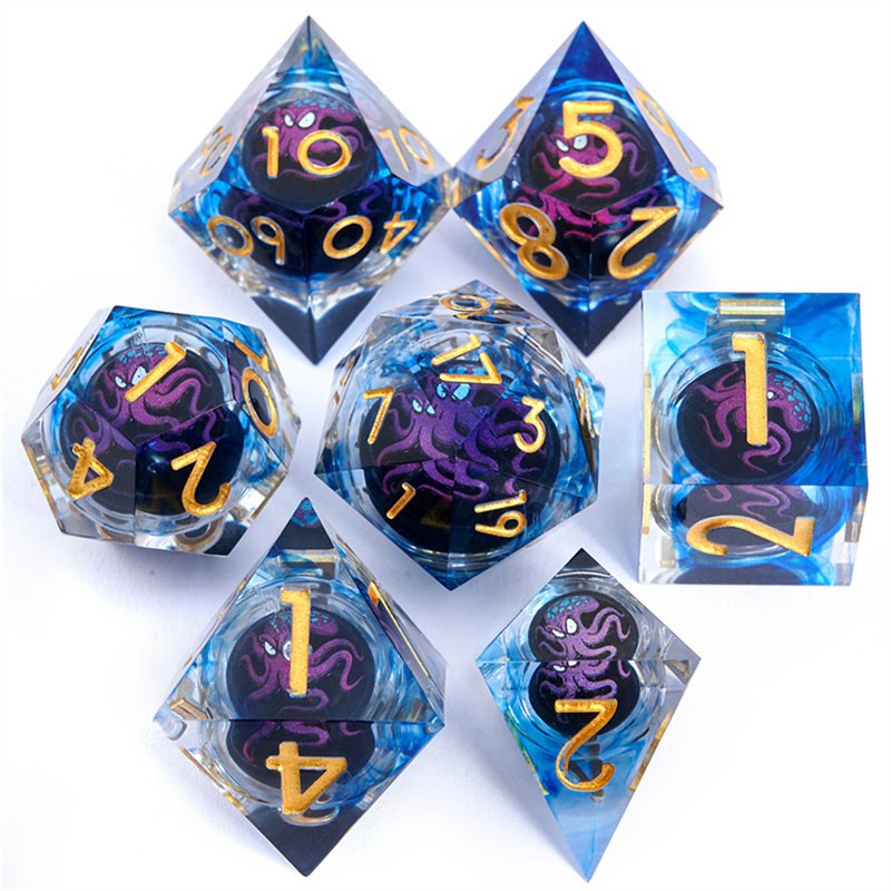Customized factory wholesale handmade sharp edge Dnd game dice set liquid core Rpg game dice