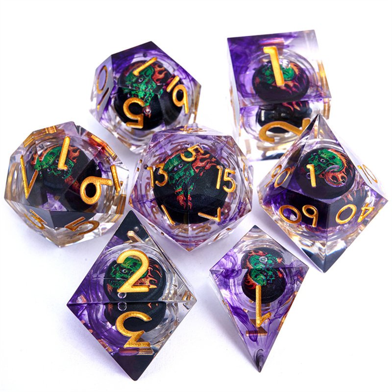 Customized factory wholesale handmade sharp edge Dnd game dice set liquid core Rpg game dice