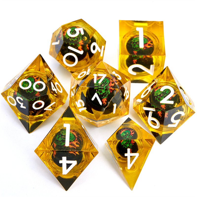 Customized factory wholesale handmade sharp edge Dnd game dice set liquid core Rpg game dice