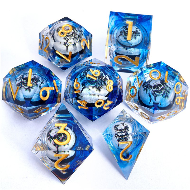Customized factory wholesale handmade sharp edge Dnd game dice set liquid core Rpg game dice