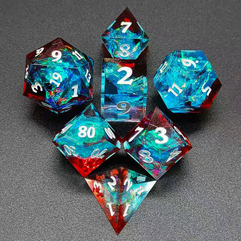 Transparent pointy resin dice set rpg Dungeons & Dragons and board game polyhedral dice can be customized