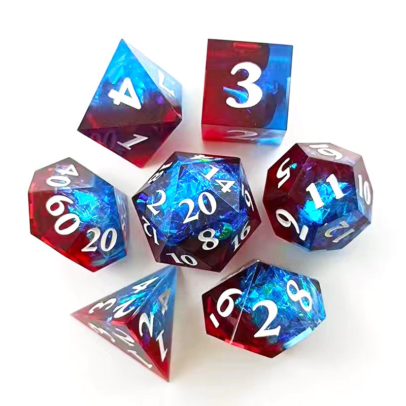 Transparent pointy resin dice set rpg Dungeons & Dragons and board game polyhedral dice can be customized
