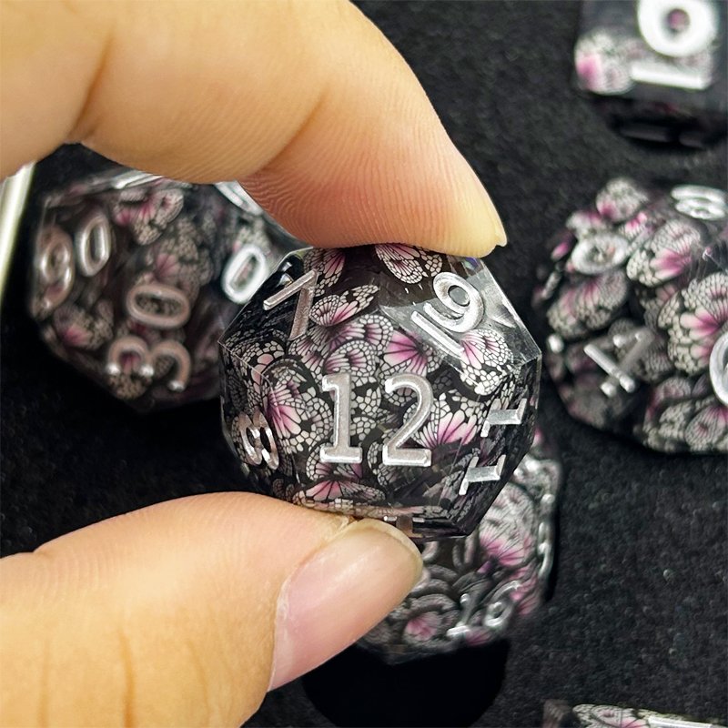 Customizable Transparent Resin RPG Polyhedral Dice Set for Dungeons & Dragons & Board Games Featuring Unique Pointy Design