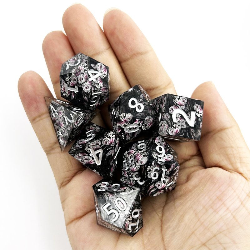 Customizable Transparent Resin RPG Polyhedral Dice Set for Dungeons & Dragons & Board Games Featuring Unique Pointy Design